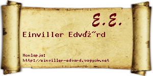 Einviller Edvárd névjegykártya